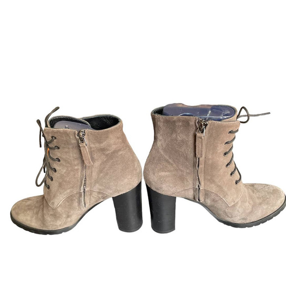 Davos Gomma Womens Suede Lace-Up Heeled Ankle Bootie Side Zip Size 6US Tan - Picture 4 of 9